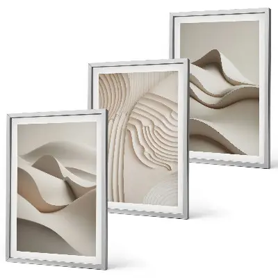 Abstract Beige Waves Wall Art three-piece set