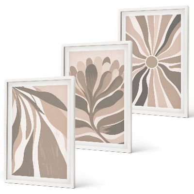 Three-piece wall art piece Abstract plant patterns