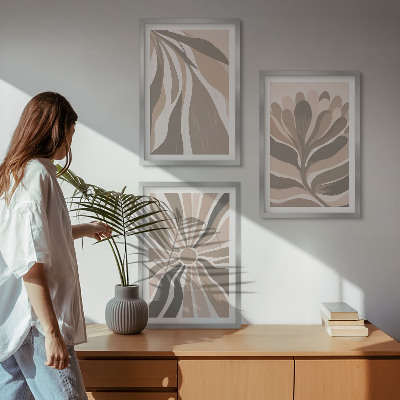 Three-piece wall art piece Abstract plant patterns