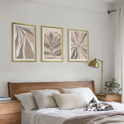 Three-piece wall art piece Abstract plant patterns