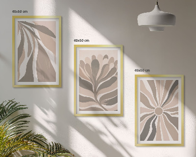 Three-piece wall art piece Abstract plant patterns