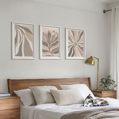 Three-piece wall art piece Abstract plant patterns