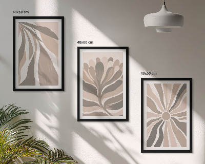 Three-piece wall art piece Abstract plant patterns