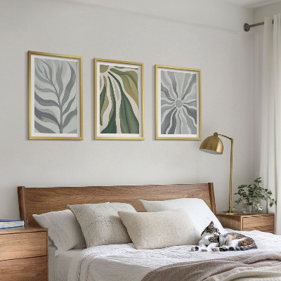 Set of 3 framed wall art pieces Plant patterns in green