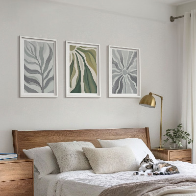 Set of 3 framed wall art pieces Plant patterns in green