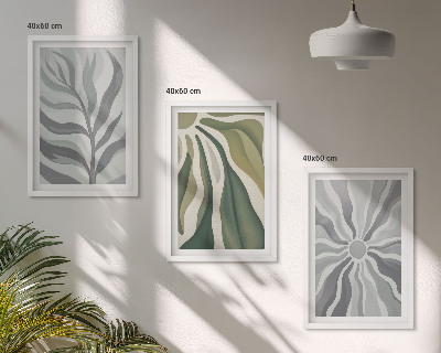 Set of 3 framed wall art pieces Plant patterns in green