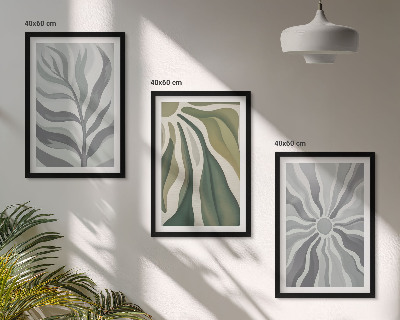 Set of 3 framed wall art pieces Plant patterns in green