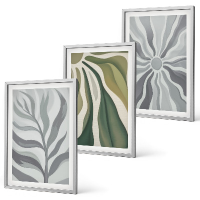 Set of 3 framed wall art pieces Plant patterns in green