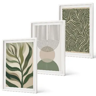 Wall art set Leaves geometric shapes