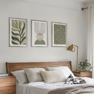 Wall art set Leaves geometric shapes