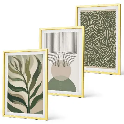 Wall art set Leaves geometric shapes