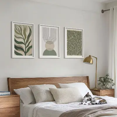 Wall art set Leaves geometric shapes