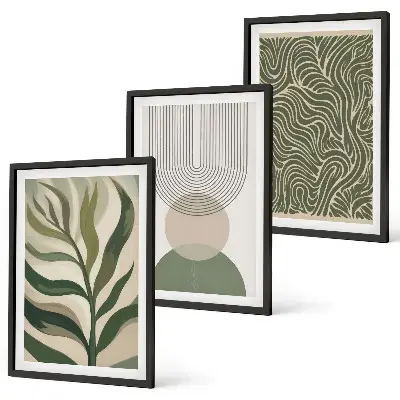 Wall art set Leaves geometric shapes