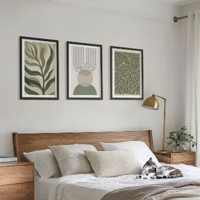 Wall art set Leaves geometric shapes
