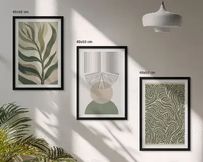 Wall art set Leaves geometric shapes
