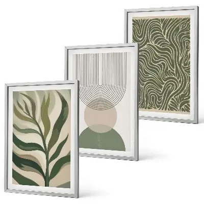 Wall art set Leaves geometric shapes