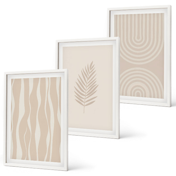 Three-piece wall art piece Beige plant patterns