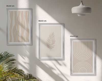 Three-piece wall art piece Beige plant patterns