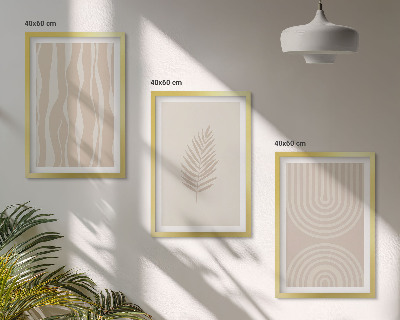 Three-piece wall art piece Beige plant patterns
