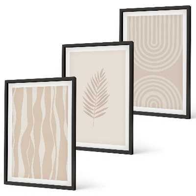 Three-piece wall art piece Beige plant patterns