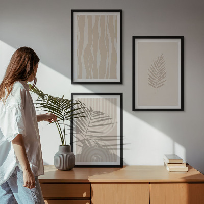 Three-piece wall art piece Beige plant patterns