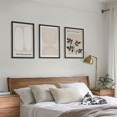 Set of 3 framed wall art pieces Boho delicate plant posters