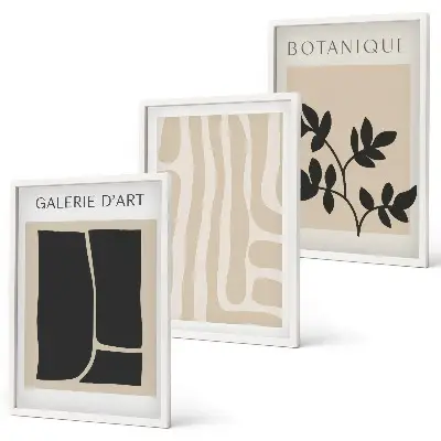 Abstract plant shapes wall art set 