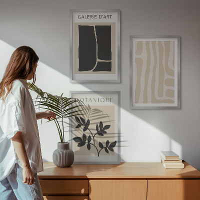 Wall art set Abstract plant shapes