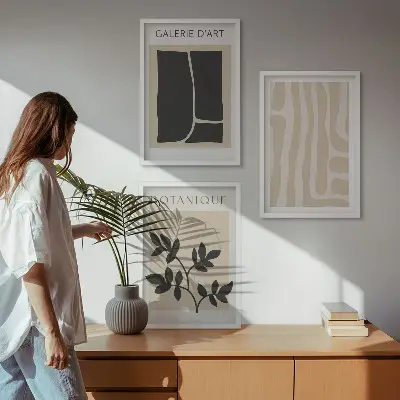 Abstract plant shapes wall art set 