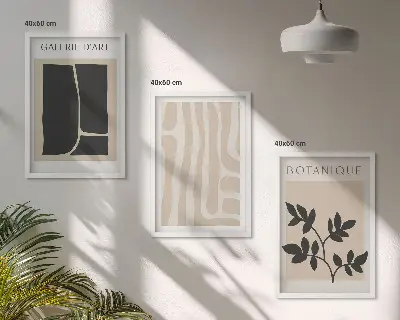 Abstract plant shapes wall art set 