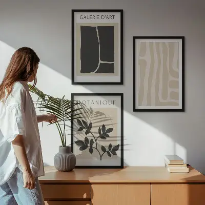 Abstract plant shapes wall art set 