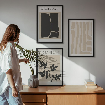 Wall art set Abstract plant shapes