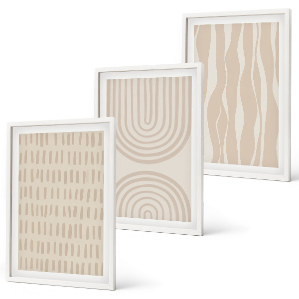 Three-piece wall art piece Abstract beige patterns