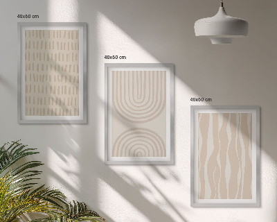 Three-piece wall art piece Abstract beige patterns