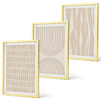 Three-piece wall art piece Abstract beige patterns