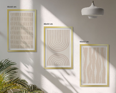 Three-piece wall art piece Abstract beige patterns