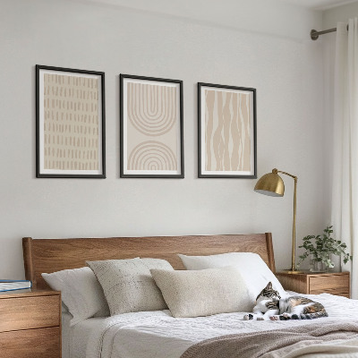 Three-piece wall art piece Abstract beige patterns