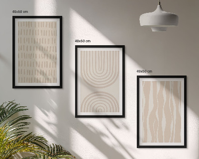 Three-piece wall art piece Abstract beige patterns