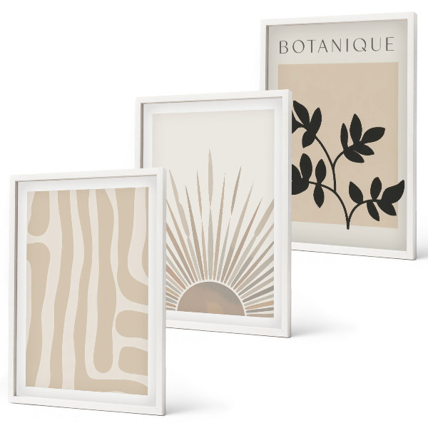 Set of 3 framed wall art pieces Abstract plant patterns