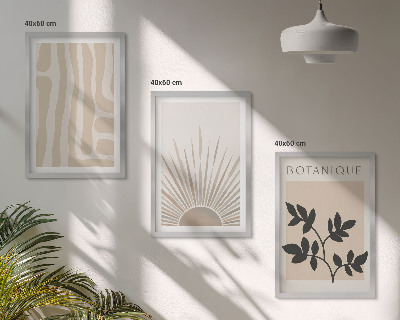 Set of 3 framed wall art pieces Abstract plant patterns