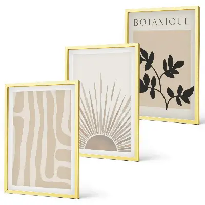 Abstract plant patterns wall art set of 3 framed pieces