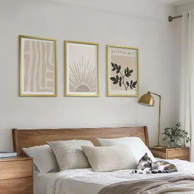 Abstract plant patterns wall art set of 3 framed pieces