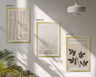 Set of 3 framed wall art pieces Abstract plant patterns