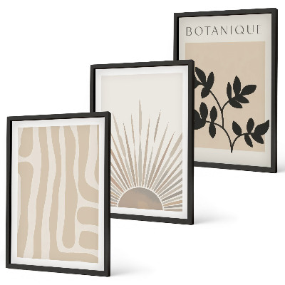 Set of 3 framed wall art pieces Abstract plant patterns