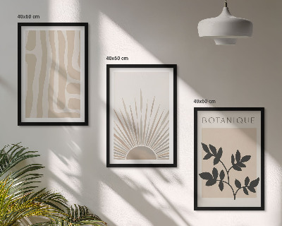 Set of 3 framed wall art pieces Abstract plant patterns