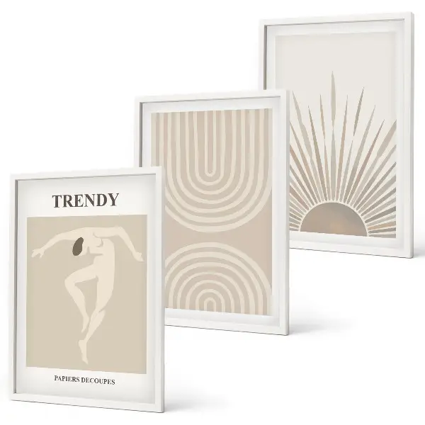 Pastel boho abstract wall art set posters