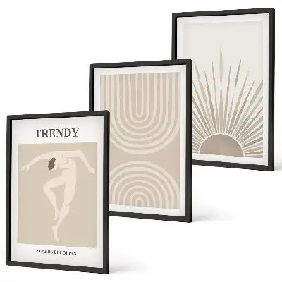 Pastel boho abstract wall art set posters
