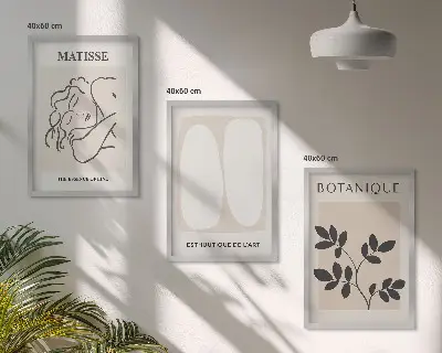 Matisse style plant wall art three piece set