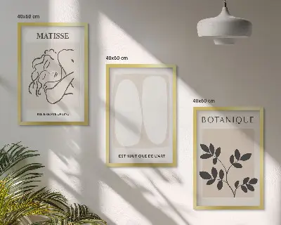 Matisse style plant wall art three piece set