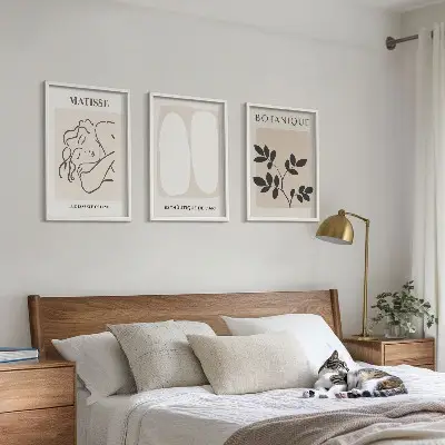 Matisse style plant wall art three piece set